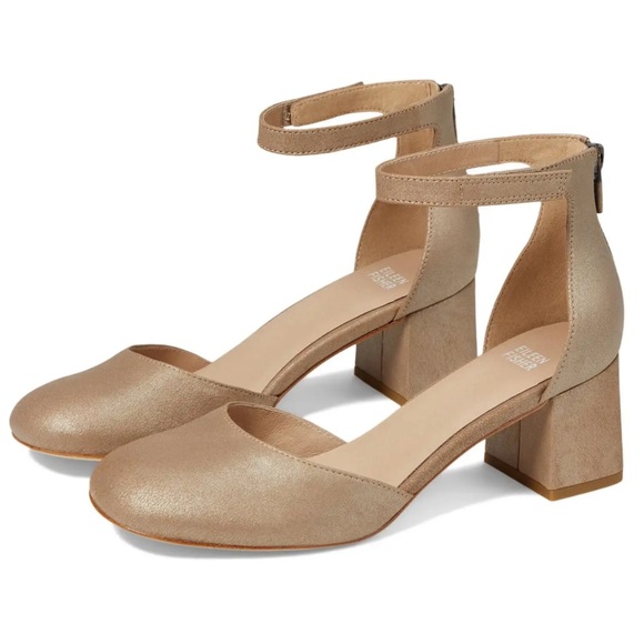 Eileen Fisher Shoes - Eileen Fisher Indi Pump Platinum Size 7 Leather Block Heel Ankle Strap